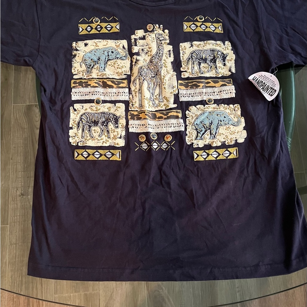 Vintage India Ink Handpainted Graphic Tee 90s Style NWT